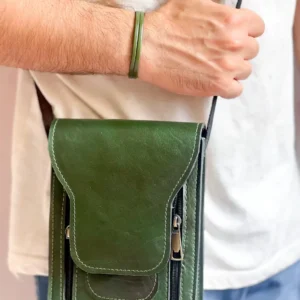کیف چرم حمایل مردانه-سبز