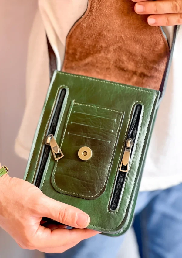 کیف چرم حمایل مردانه-سبز1